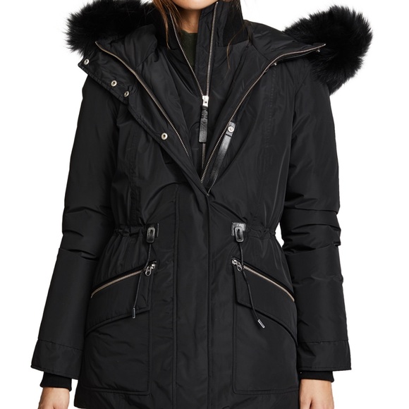 Mackage KATRYN FUR TRIM HOODED SHORT DOWN COAT IN BLACK - Picture 7 of 8